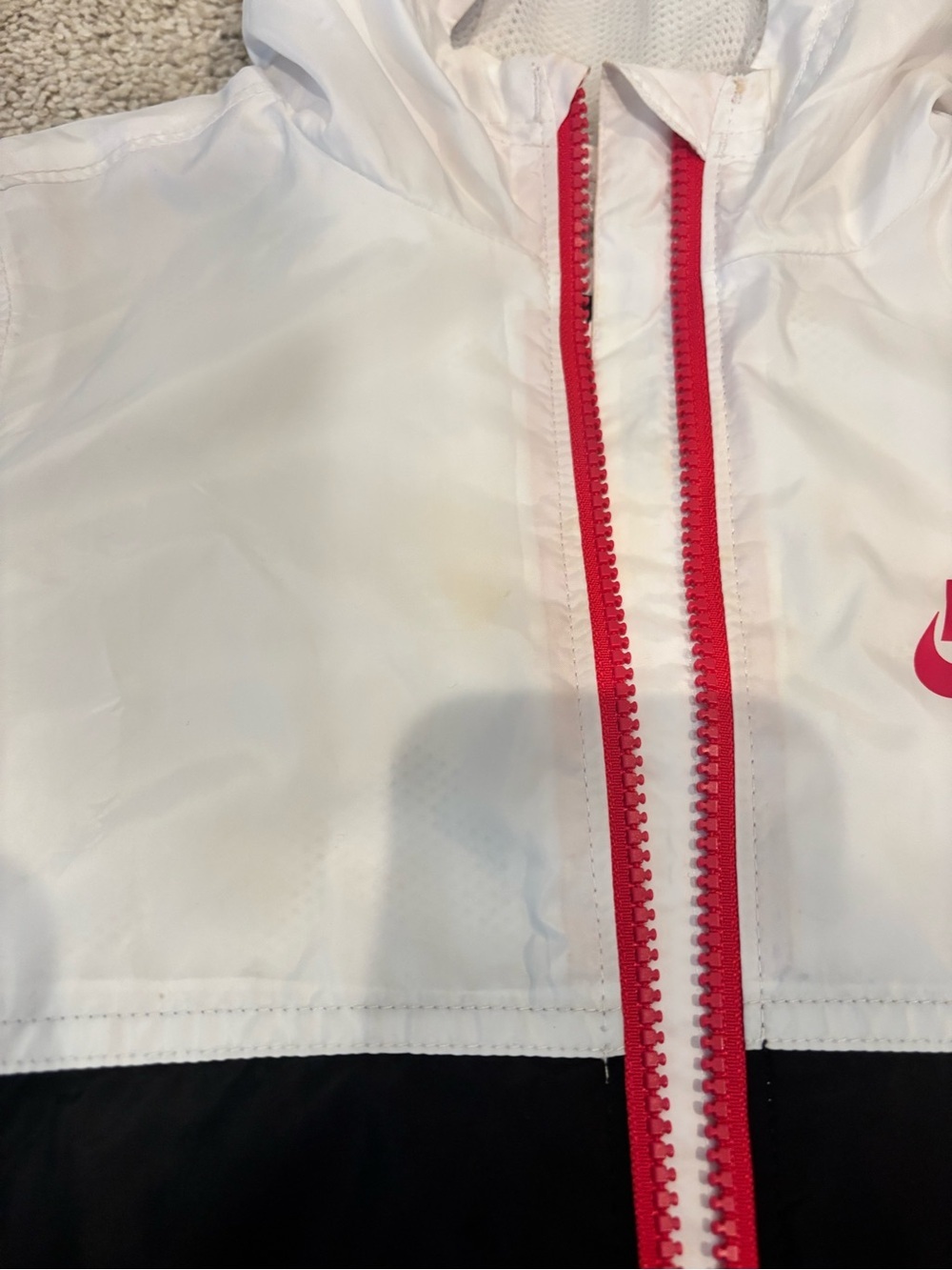 Girls Nike White and Black Hooded Windbreaker with Pink Accents - Picture 6 of 6